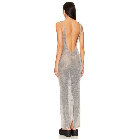 superdown Egon Maxi Dress in Gold New Womens Long Metallic Knit - Picture 2 of 11